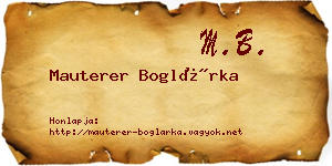 Mauterer Boglárka névjegykártya